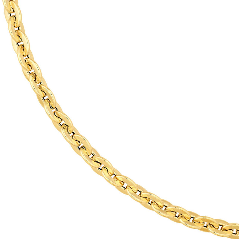 14K Gold Hollow Oval Link Chain Necklace