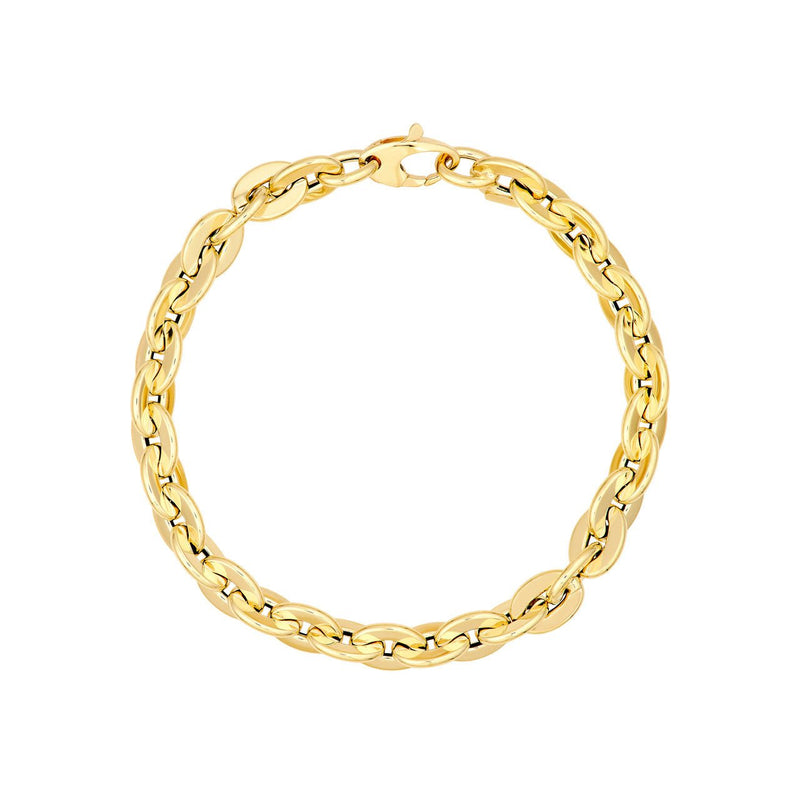 14K Gold Hollow Oval Link Chain Bracelet