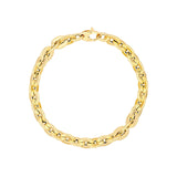 14K Gold Hollow Oval Link Chain Bracelet