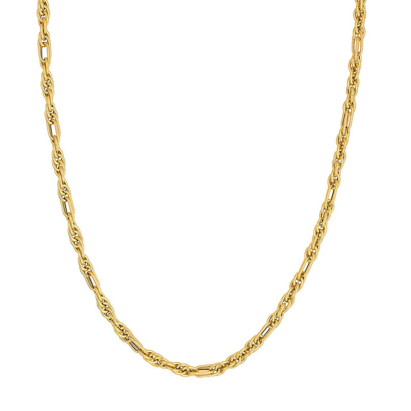 14K Gold 2+1 Textured Link Necklace