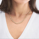 14K Gold 2+1 Textured Link Necklace