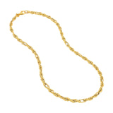 14K Gold 2+1 Textured Link Necklace