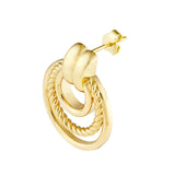 14K Gold Multi Ring Hoop Dangle Earrings