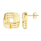 14K Gold Square Tri Weave Earrings
