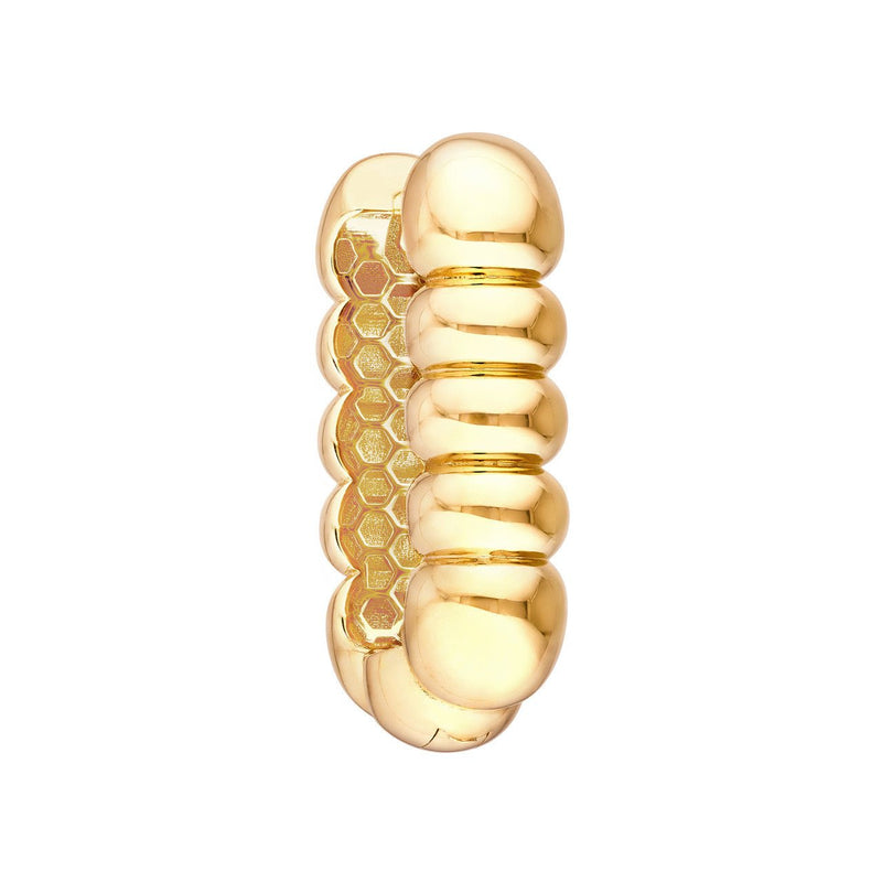 14K Gold Boxy Bead Hoop Earrings