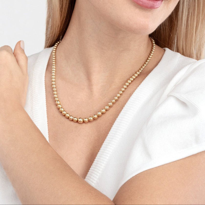 14K Gold Graduated Bead Necklace