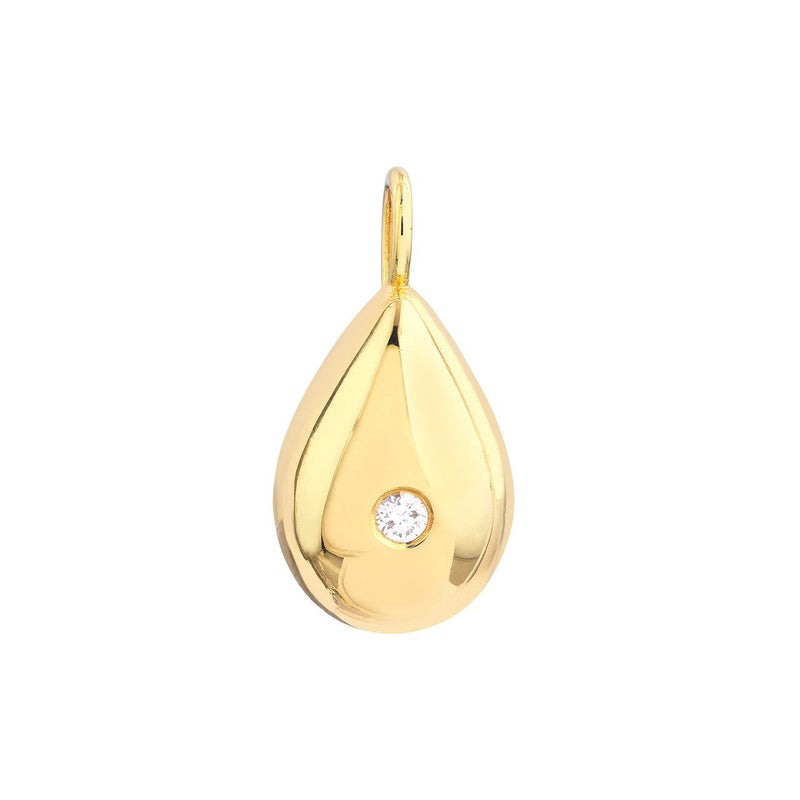 14K Gold Pear Shaped Inset Diamond Bezel Pendant