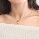 14K Gold Pear Shaped Inset Diamond Bezel Pendant