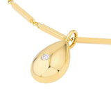 14K Gold Pear Shaped Inset Diamond Bezel Pendant