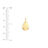14K Gold Pear Shaped Inset Diamond Bezel Pendant