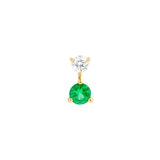 14K Gold Diamond and Emerald Stud Earrings