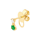 14K Gold Diamond and Emerald Stud Earrings