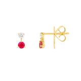 14K Gold Diamond and Ruby Stud Earrings