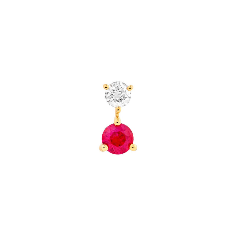 14K Gold Diamond and Ruby Stud Earrings