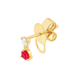14K Gold Diamond and Ruby Stud Earrings
