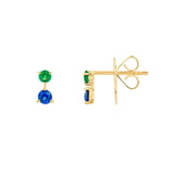 14K Gold Emerald and Sapphire Stud Earrings