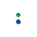 14K Gold Emerald and Sapphire Stud Earrings