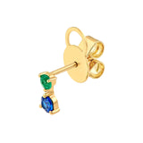 14K Gold Emerald and Sapphire Stud Earrings