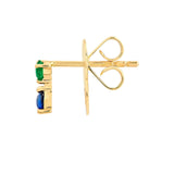 14K Gold Emerald and Sapphire Stud Earrings