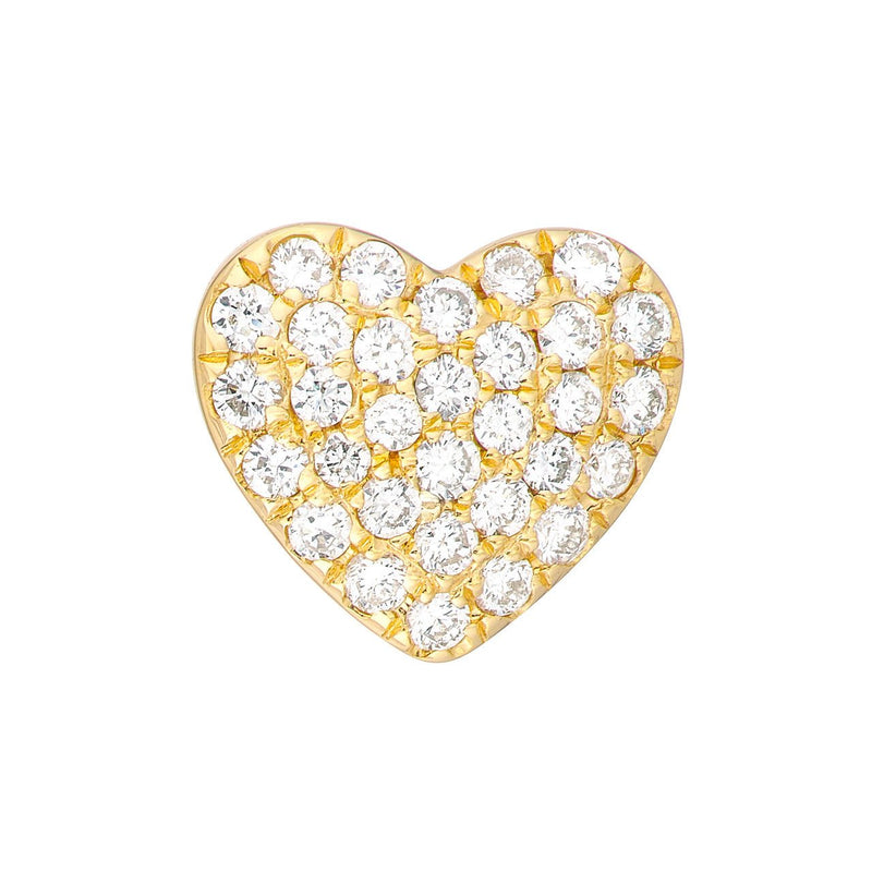 14K Gold Pave Diamond Heart Stud Earrings