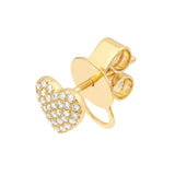 14K Gold Pave Diamond Heart Stud Earrings