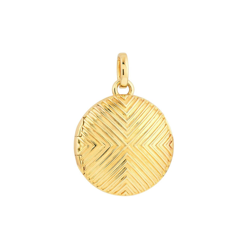 14K Gold Textured Circle Locket Pendant