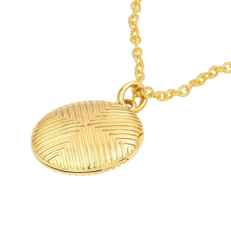 14K Gold Textured Circle Locket Pendant