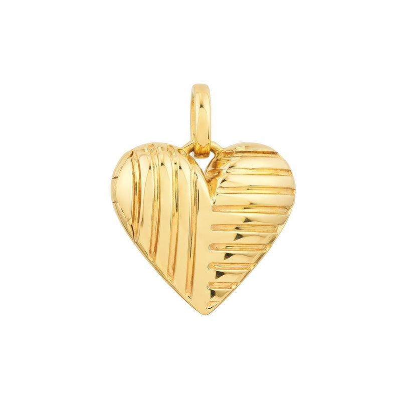 14K Gold Textured Heart Locket Pendant
