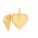 14K Gold Textured Heart Locket Pendant
