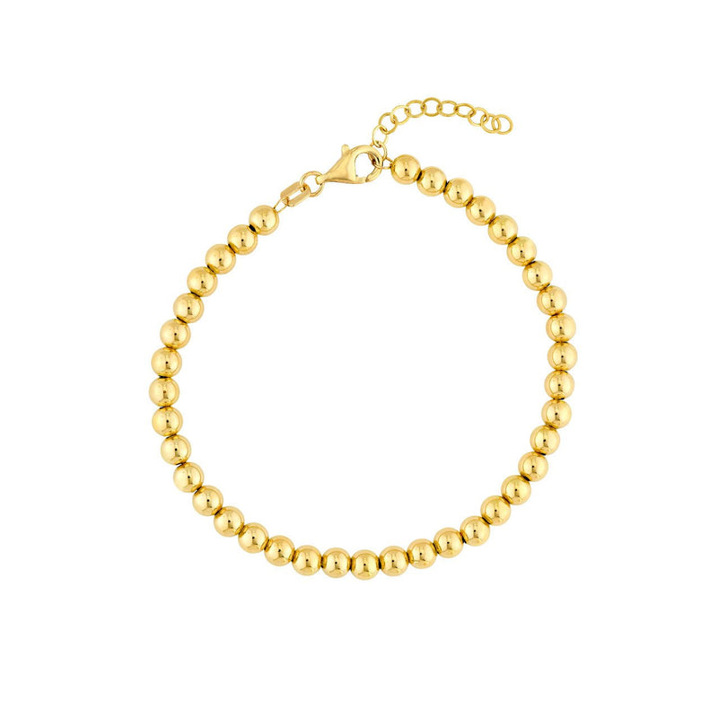 14K Gold 4MM Beaded Chain Bracelet