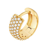 14K Gold 5 Row Diamond Pavé Huggie Earrings