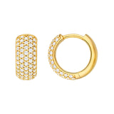 14K Gold 5 Row Diamond Pavé Huggie Earrings