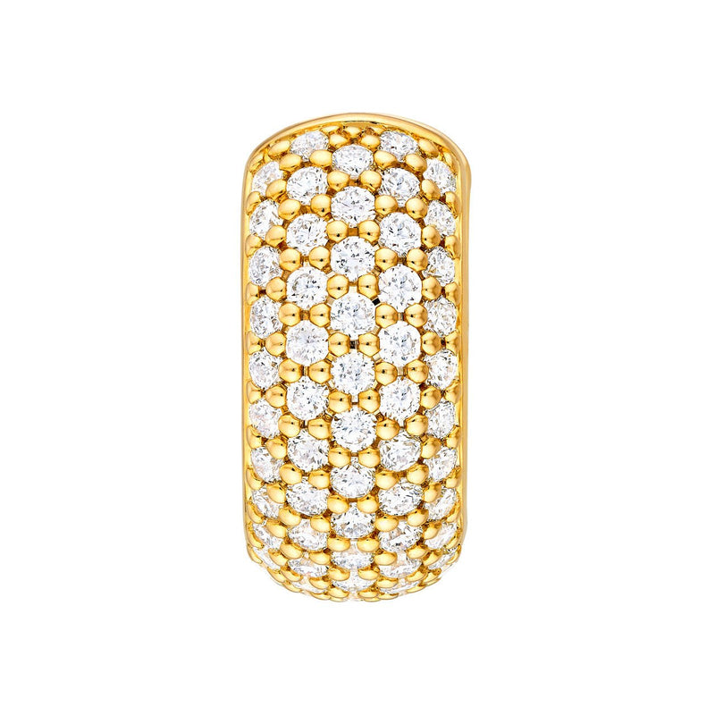 14K Gold 5 Row Diamond Pavé Huggie Earrings