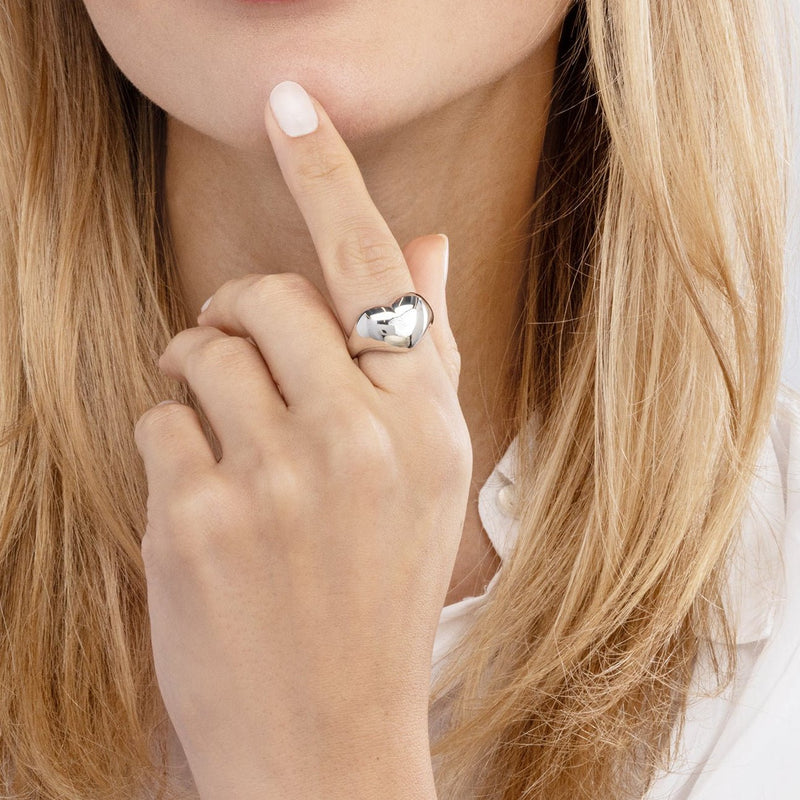 Sterling Silver Heart Dome Ring