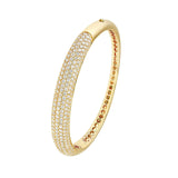 14K Gold Diamond Pave Halfway Rounded Bangle