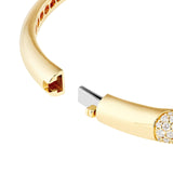 14K Gold Diamond Pave Halfway Rounded Bangle