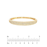 14K Gold Diamond Pave Halfway Rounded Bangle