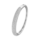 14K Gold Diamond Pave Halfway Rounded Bangle