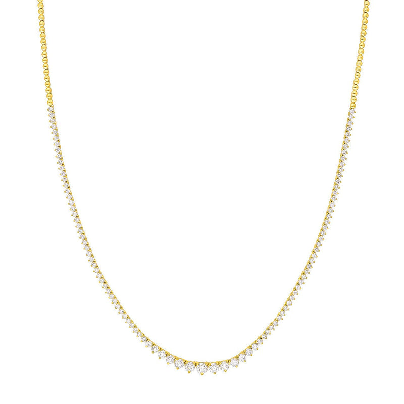 14K Gold 3.00 Carat Graduated Diamond Tennis Necklace