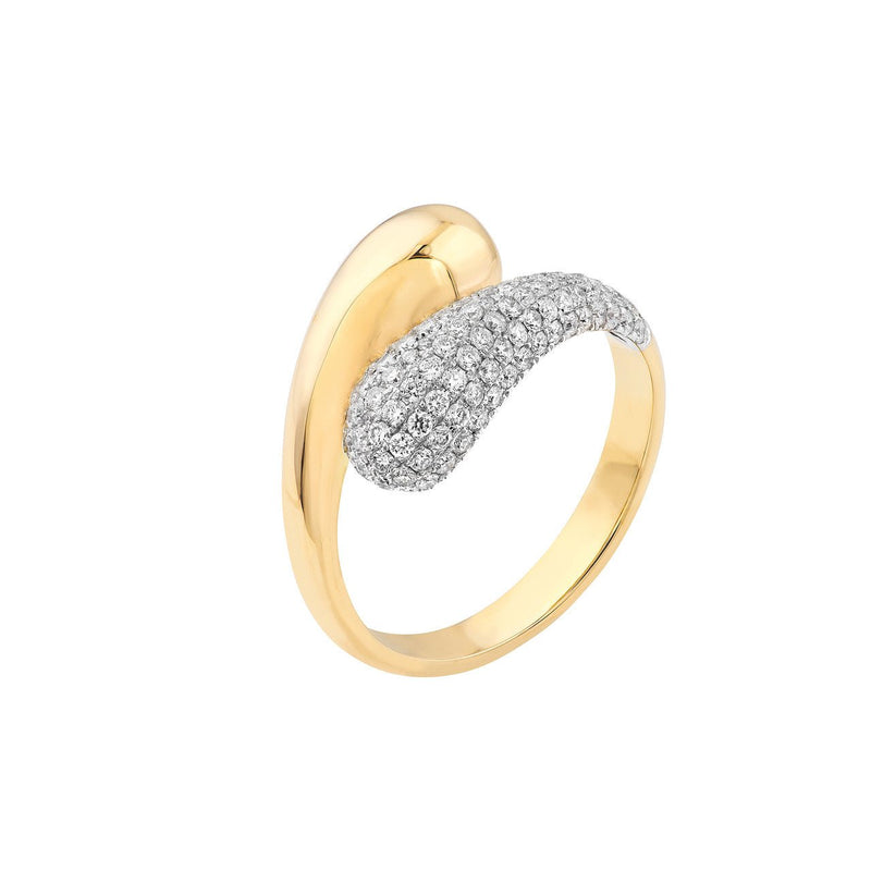 14K Two-Tone Gold Open Dome Diamond Ring