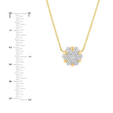 14K Two-Tone Gold Diamond Pavé Hexagon Pendant Necklace