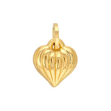 14K Gold Ribbed Heart Pendant