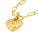 14K Gold Ribbed Heart Pendant