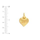 14K Gold Ribbed Heart Pendant