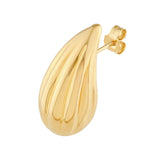 14K Gold Fluted Tear Drop Earrings