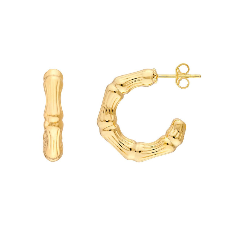 14K Gold Bamboo Hoop Earrings
