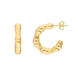 14K Gold Bamboo Hoop Earrings