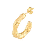 14K Gold Bamboo Hoop Earrings