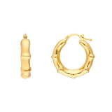 14K Gold Smooth Bamboo Hoop Earrings