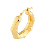14K Gold Smooth Bamboo Hoop Earrings